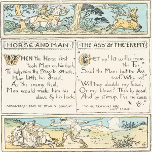 Horse and Man, The Ass and the Enemy by Walter Crane Oil Painting