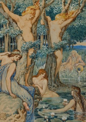 Nyads and Dryads by Walter Crane Oil Painting