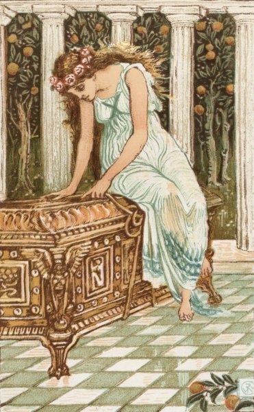 Pandora desires to open the box  by Walter Crane - Hand-Painted Oil Painting Reproduction