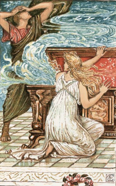 Main Product Photo of Pandora opens the box  Painting by Walter Crane