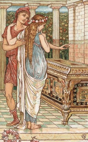 Pandora wonders at the box by Walter Crane Oil Painting