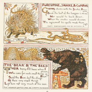 Porcupine, Snake and Company, The Bear and the Bees by Walter Crane Oil Painting