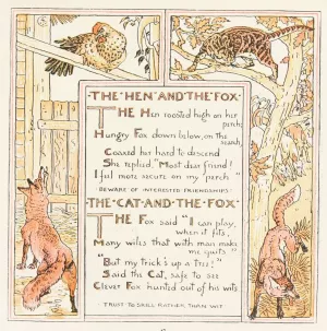 The Hen and the Fox, The Cat and the Fox by Walter Crane Oil Painting