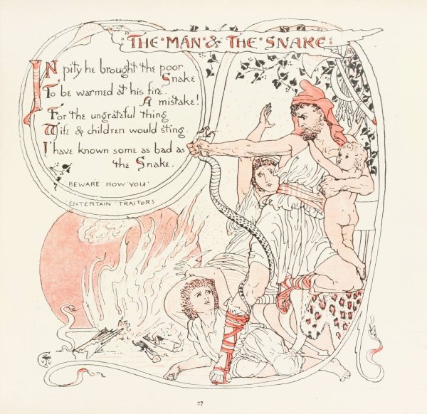 The Man and the Snake  by Walter Crane - Hand-Painted Oil Painting Reproduction