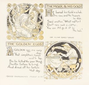 The Miser and his Gold, The Golden Eggs by Walter Crane Oil Painting