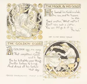 The Miser and his Gold, The Golden Eggs by Walter Crane Oil Painting