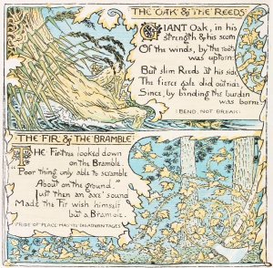 The Oak and the Reeds, The Fir and the Bramble by Walter Crane Oil Painting