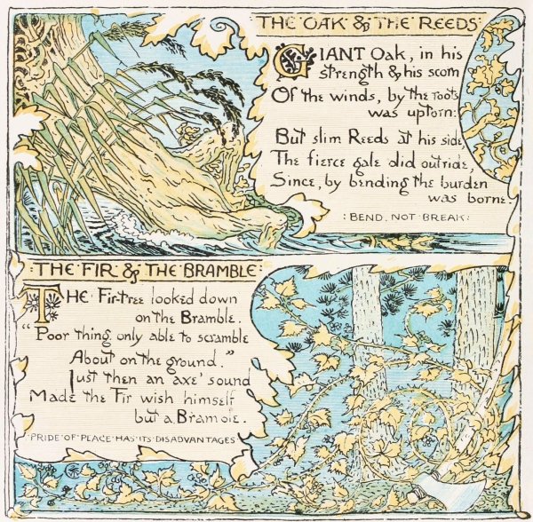 The Oak and the Reeds, The Fir and the Bramble  by Walter Crane - Hand-Painted Oil Painting Reproduction