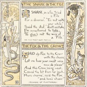 The Snake and the File, The Fox and the Crow by Walter Crane Oil Painting