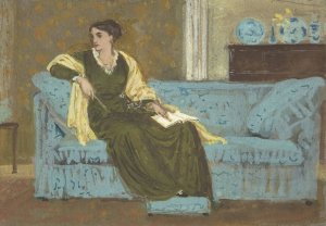 Woman Seated on a Sofa by Walter Crane Oil Painting
