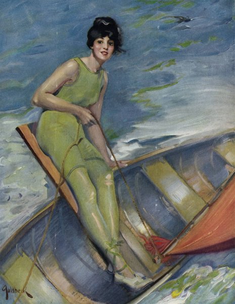 Main Product Photo of Watchful weighting  Painting by Walter Dean Goldbeck
