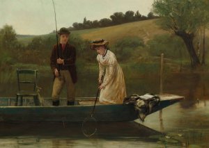 Netting the catch by Walter Dendy Sadler Oil Painting