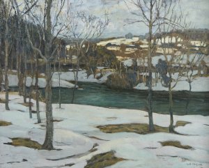 River in Snow by Walter Elmer Schofield Oil Painting