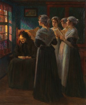 Das Standchen by Walter Firle Oil Painting