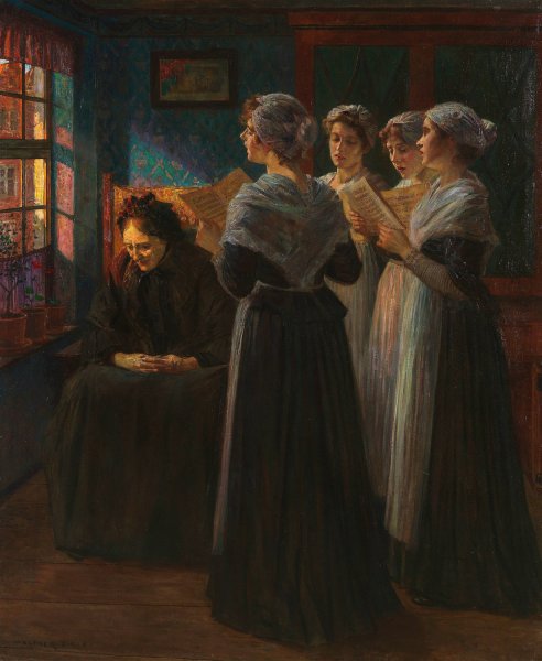 Das Standchen  by Walter Firle - Hand-Painted Oil Painting Reproduction