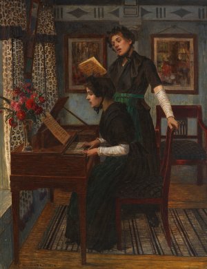 Die Musikstunde by Walter Firle Oil Painting