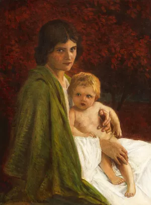 Mutter mit Kind by Walter Firle Oil Painting