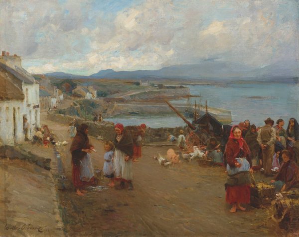 Life in Connemara, a Market Day  by Walter Frederick Osborne - Hand-Painted Oil Painting Reproduction