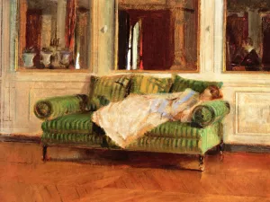 Matilda Gay Reclining on a Lit de Repos (Chateau de Fortoiseau) by Walter Gay Oil Painting