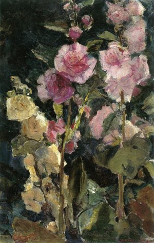 Study of Hollyhocks by Walter Gay Oil Painting