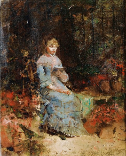 Young Woman Reading by Walter Gay - Hand-Painted Oil Painting Reproduction