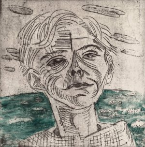 Man at the Sea, Self-portrait by Walter Gramatte Oil Painting