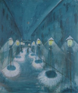 Nachtliche Strasse by Walter Gramatte Oil Painting