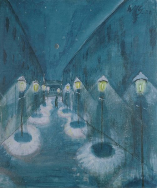 Main Product Photo of Nachtliche Strasse  Painting by Walter Gramatte