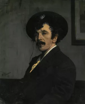 Portrait Of James Abbott Mcneill Whistler by Walter Greaves Oil Painting