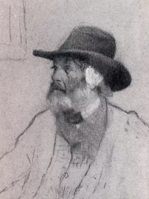 Portrait Of Thomas Carlyle, Seated, Half-Length, Wearing A Hat by Walter Greaves - Oil Painting Reproduction