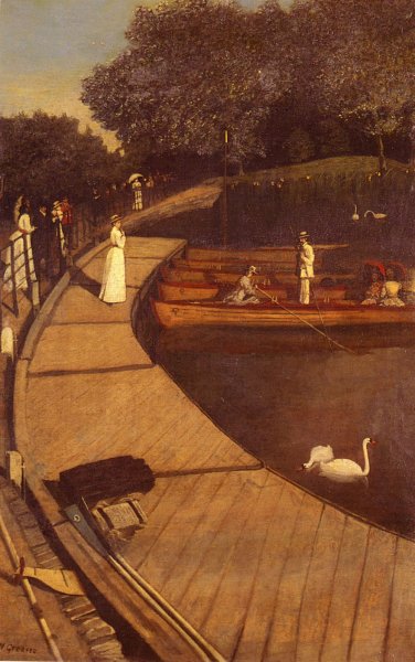 Main Product Photo of The Boating Pond, Battersea Park Painting by Walter Greaves