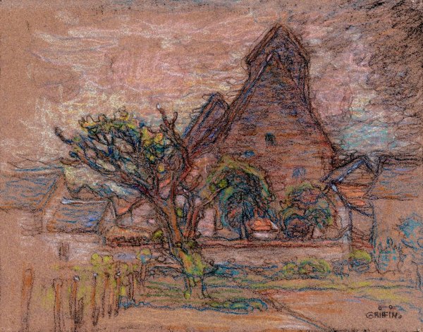 Main Product Photo of In a French Village  Painting by Walter Griffin