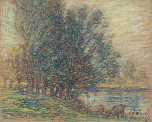 Willows, Longpre,France by Walter Griffin Oil Painting