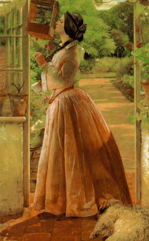 A Pet Oil painting by Walter Howell Deverell