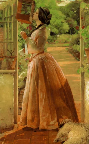 A Pet by Walter Howell Deverell Oil Painting