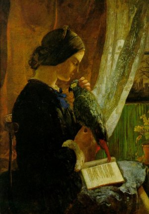 The Grey Parrot by Walter Howell Deverell Oil Painting