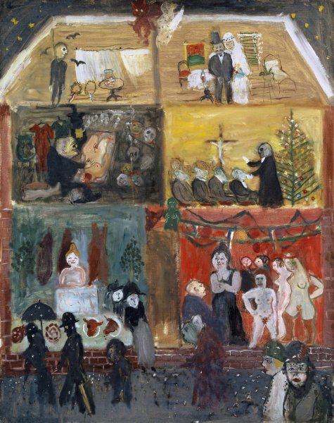 Cross Section of a House  by Walter Kurt Wiemken - Hand-Painted Oil Painting Reproduction
