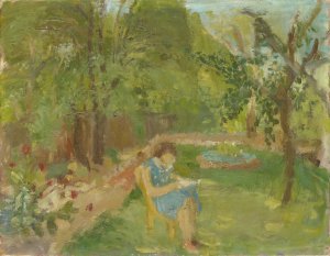 Girl in the Garden by Walter Kurt Wiemken Oil Painting