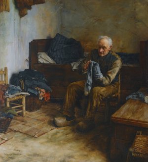 A Flemish Peasant by Walter Langley Oil Painting