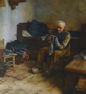 A Flemish Peasant by Walter Langley Oil Painting