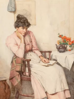 A thoughtful interlude by Walter Langley Oil Painting