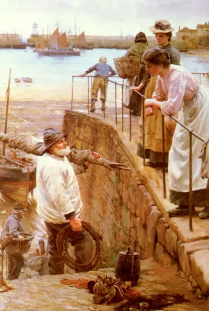 Between The Tides by Walter Langley - Oil Painting Reproduction