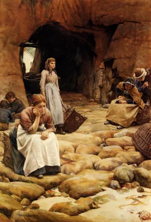 In The Fishing Season by Walter Langley Oil Painting