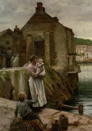 On The Quay Newlyn by Walter Langley Oil Painting