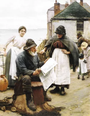 When the Boats are Away by Walter Langley Oil Painting