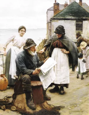 When the Boats are Away Oil painting by Walter Langley