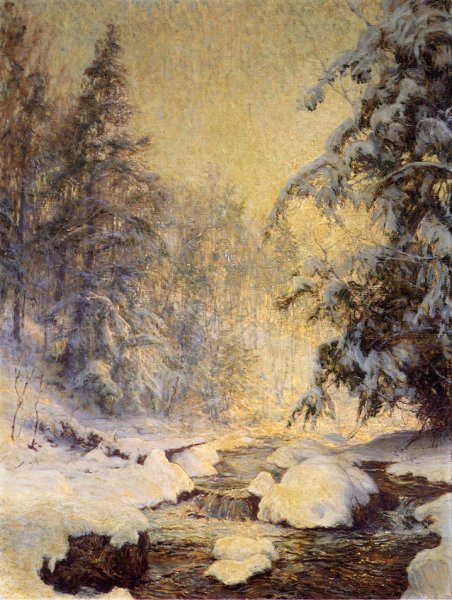 Main Product Photo of A Brook in Winter also known as Kinderbrook Creek Painting by Walter Launt Palmer