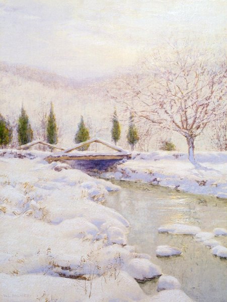 Main Product Photo of The Bridge, Winter Painting by Walter Launt Palmer
