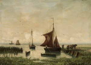 Sail boats at the lakeside by Walter Leistikow Oil Painting