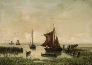 Sail boats at the lakeside by Walter Leistikow Oil Painting